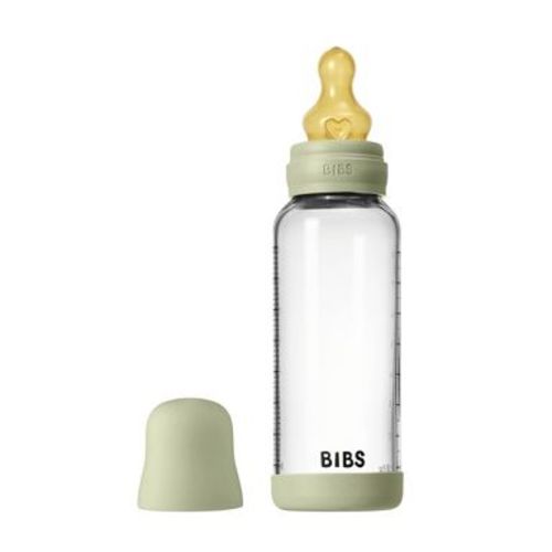 Bibs Baby Glass Bottle with Latex Nipple - 240ml - Sage