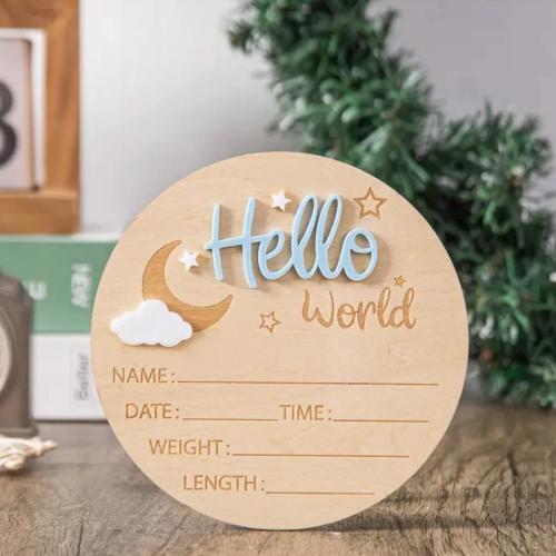 Hello World Announcement Plaque  | Use for newborn photo shoots, newborn announcements, photo props