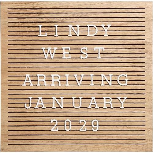 Pearhead Wooden Letterboard Set - Ideal Photo Sharing Prop for Baby Announcements, Milestone Keepsake, Custom Message Board and Shower Gift - Includes 188 Letters, Numbers, and Symbols - Natural Wood