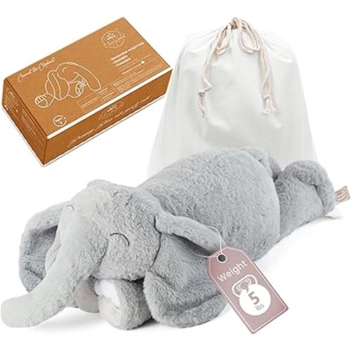 Weighted Stuffed Animals 20" | 5 lbs Elephant Plush for Calming Cozy Comfort | Large Weighted Stuffed Animal for Anxiety | Soft Microwavable & Coolable for Sensory Needs & Stress Relief