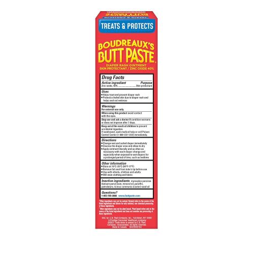 Boudreaux's Butt Paste Maximum Strength Diaper Rash Cream, Ointment for Baby, 4 oz Tube (Pack of 3)
