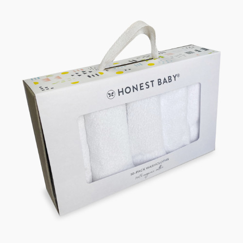 Honest Baby Clothing 10-Pack Organic Cotton Baby Terry Wash Cloths - White, Os