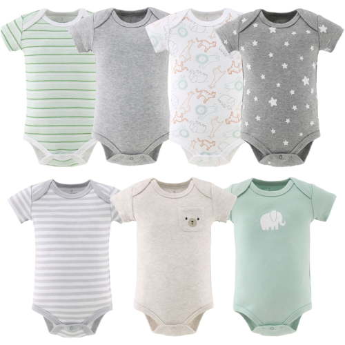 The Peanutshell Baby Bodysuit Pack with Safari Design, Unisex Baby Clothes for 0-3 Months, 4-Pack