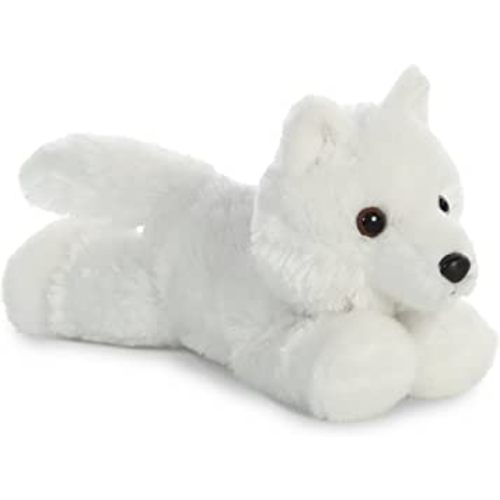 Aurora® Adorable Mini Flopsie™ White Wolf Stuffed Animal - Playful Ease - Timeless Companions - White 8 Inches