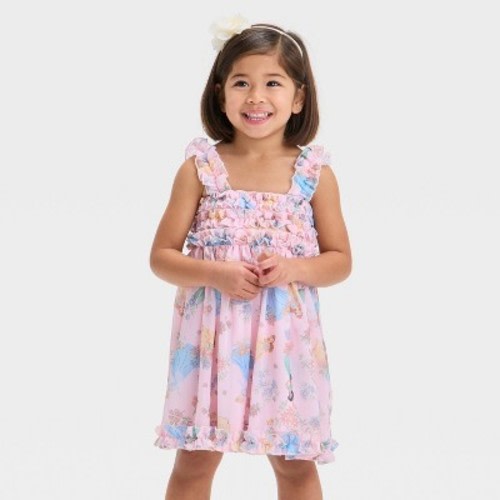 Toddler Girls' Disney Princess Cinderella Belle Jasmine Chiffon Dress - Pink 2T