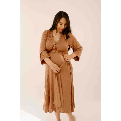 Labor & Postpartum Gown (Size Standard, Color Caramel)