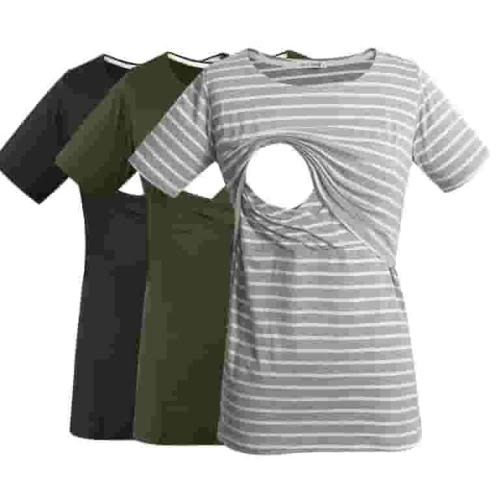 Smallshow Women's Maternity Nursing Tops Clothes Breastfeeding T-Shirts 3-Pack