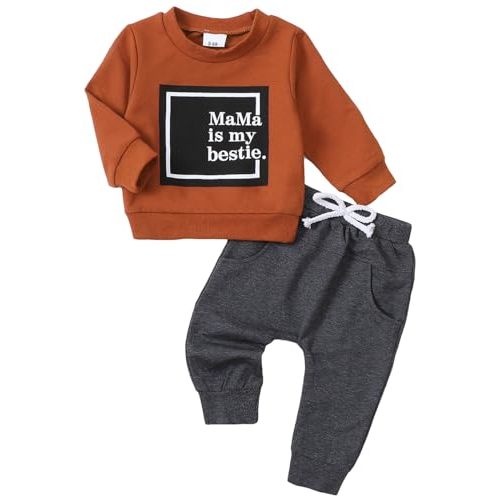 Yvowming Baby Boy Clothes Fall Clothes Truck Print Long Sleeve Pullover Tops + Pant Sets Toddler Winter Outfits