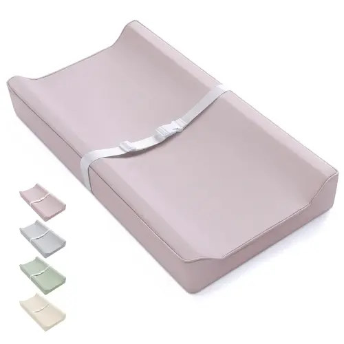 Blissful Diary Vegan Leather Baby Changing Pad with Waterproof & Wipe-Clean PU Cover, Standard Size Cozy Diaper Changing Pad for Dresser and Table, Taupe