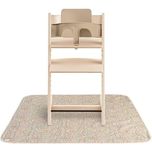 mushie Baby Splat Mat 42.5x42.5 Inch (Pastel Blooms) | Water Resistant for Under High Chair and Infant Play