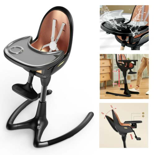 Hot Mom Baby High Chair with adjustable Seat Height/Angle,Luxury Baby Eating Chair,Black