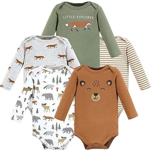 Hudson Baby unisex-baby Cotton Long-sleeve Bodysuits