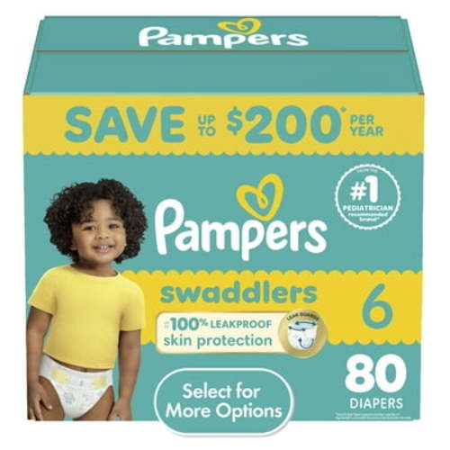 Pampers Swaddlers Baby Diapers Size 6, 80 Count (Select for More Options)