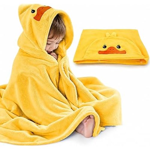ROMASA Baby Bath Towel Ultra Soft Hooded Towel Highly Absorbent Bathrobe Blanket Toddlers Shower Gifts for Boys Girls- 27.5" x 55" (Yellow)