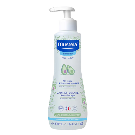 Mustela Baby Cleansing Water - No-Rinse Micellar Water - with Natural Avocado & Aloe Vera - for Baby's Face, Body & Diaper - 1 or 2-Pack - Various Sizes
