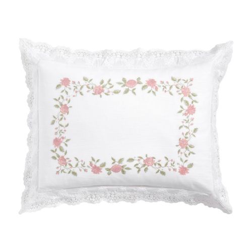 Standard LoveShackFancy Pink Embroidered Rose Sham