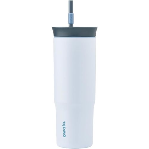 Owala Stainless Steel Triple Layer Insulated Travel Tumbler with Spill Resistant Lid and Straw, BPA Free, 24 oz, Grey/Blue (The Great Blue)