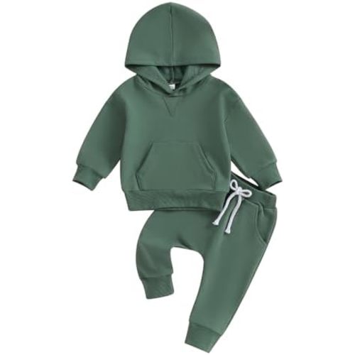 Toddler Baby Boy Girl Clothes Solid Color Hoodie Sweatshirt Top and Jogger Pants Set 2 Piece Fall Winter Outfits