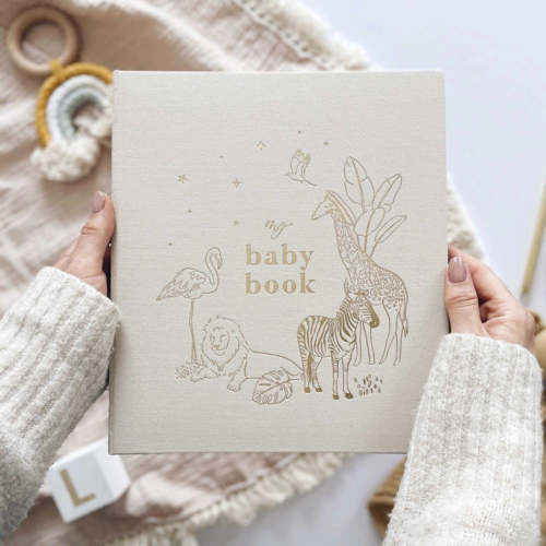 Blush And Gold - My Baby Book (Safari) Luxury Keepsake Memory Book + Box