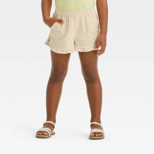 Toddler Girls' Elevated Shorts - Cat & Jack™, Color: Beige, Size: 2T