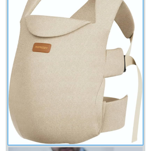 Momcozy Newborn Carrier WeeSnug- Lightweight and Cozy Comfort for 7-25 lbs, Ergonomic Cross-Back Support, Effortless to Put On, Hands-Free Baby Carrier with Lumbar Support, Khaki