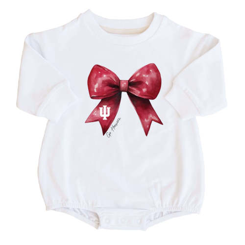 Indiana University | Footballs & Bows Graphic Sweatshirt Bubble Romper