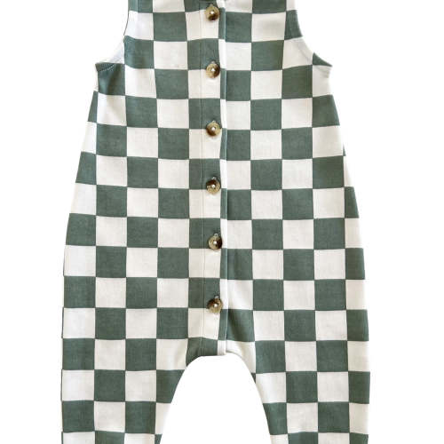 Matcha Milkshake Checkerboard / Organic Bay Jumpsuit