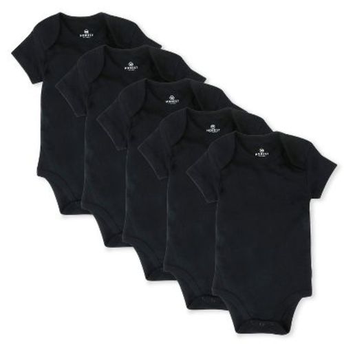5-Pack Organic Cotton Short Sleeve Bodysuits Black 24m