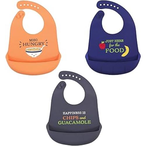Hudson Baby Unisex Baby Silicone Bibs, Miso Hungry, One Size