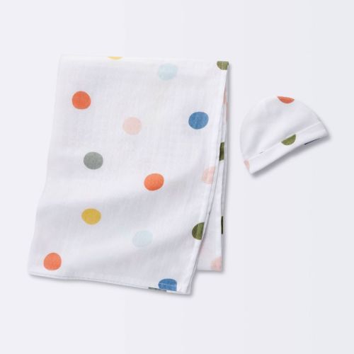 Hospital Muslin Swaddle Baby Blanket - Multi Dot - Cloud Island™