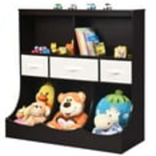Giantex 3-Tier Kids Bookcase Toddler Storage Organizer Cabinet Shelf w/8 Compartment Box &  Removable Drawers for Children, Espresso
