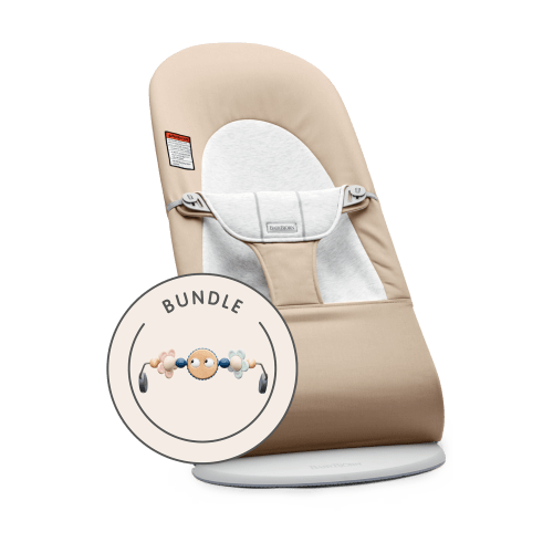 Bouncer Bundle with Toy: Beige/Gray - Woven/Jersey