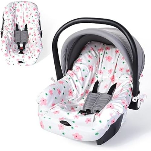 Orzbow Infant Car Seat Cover Liner, Universal Fit Carseat Protective Cover, Made of 100% Cotton - Breathable Prevent Wear & Dirt Suitable Travel Systems (0-12m), Easy to Clean, Machine Washable, Pink