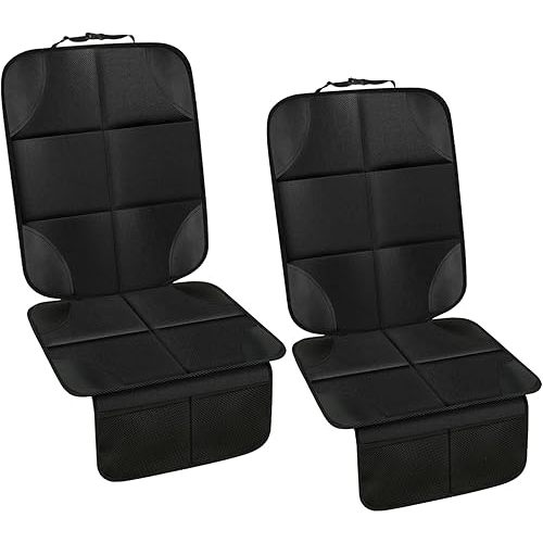 PandaEar 2 Pack Car Seat Protector for Child, Baby Waterproof Car Seat Cover with Non-Slip Insert, 600D Fabric CarSeat Mat with Thickest Padding & Mesh Pockets