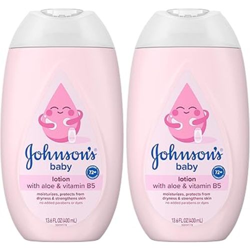Johnson's Baby Moisturizing Mild Pink Baby Lotion with Coconut Oil for Delicate Baby Skin, Paraben-, Phthalate- & Dye-Free, Hypoallergenic & Dermatologist-Tested, Baby Skin Care, 13.6 Fl. Oz