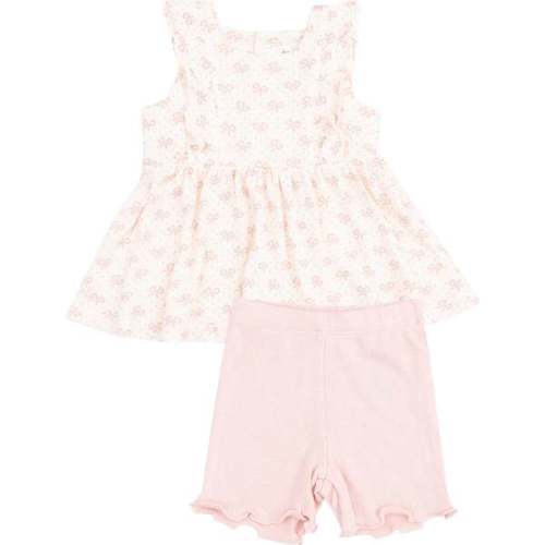 Square Neck Ruffle Tank and Bike Short, Vintage Mini Bows - Angel Dear | Maisonette