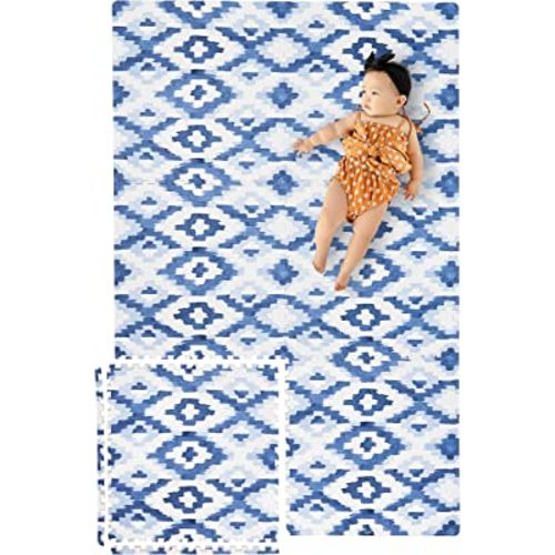 Yay Mats Stylish Extra Large Soft Baby Play Mat. Soft, Thick, Non-Toxic Foam playmat Covers 6 ft x 4 ft. Expandable Interlocking Floor Tiles Toddlers and Kids Playmat Tummy Time Mat