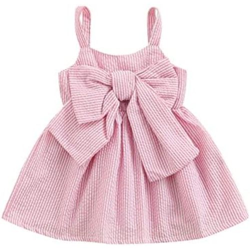 Toddler Baby Girls Sleeveless Dress Front Bowknot Stripe Sling Summer Jumpsuit Princess Casual Romper