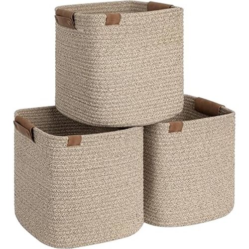 StorageWorks Brown Woven Baskets, 3 Pack