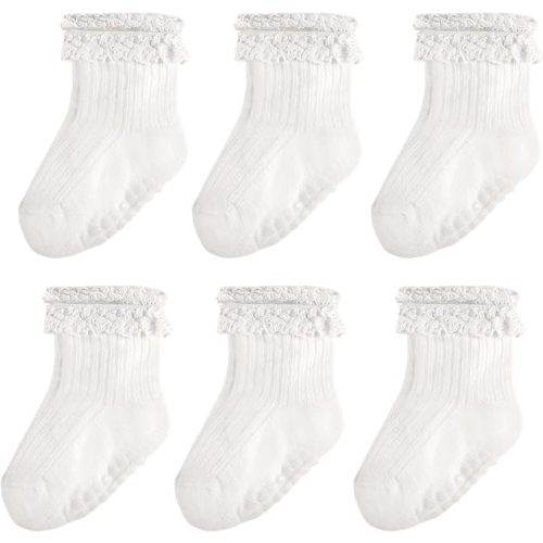 MKYSZLT Baby Girl Ruffle Socks Non Slip Grip Socks Toddler Girls Cute Cotton Frilly Ankle Grippy Sock Newborn Infant Kids