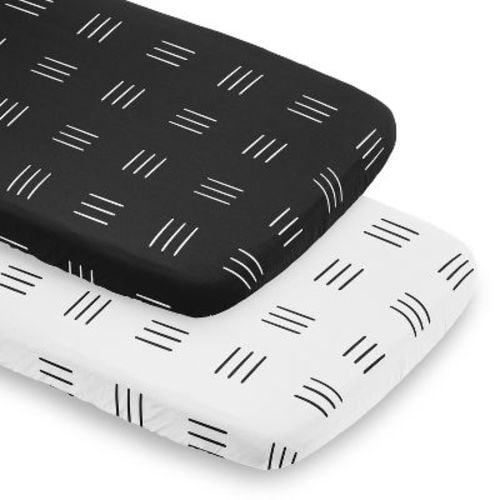 Sweet Jojo Designs Boy, Girl, Gender Neutral Baby Bassinet Fitted Sheets Set Boho Hatch Black And White 2pc