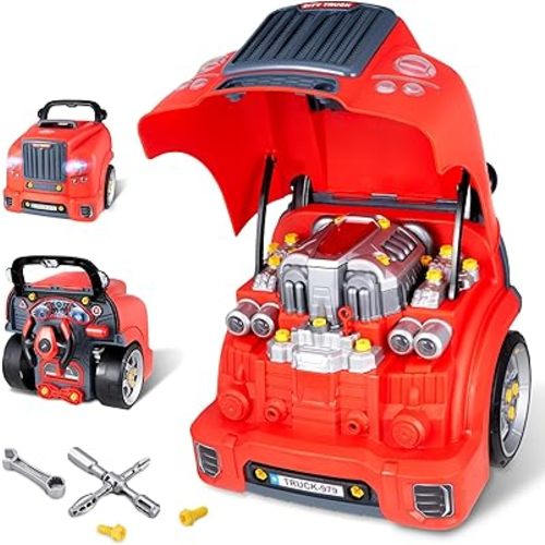 Interactive Truck Engine Toy with Removable Parts - Lights, Sounds, and Fun for Young Mechanics -Unleash their Creativity and Motor Skills with this Truck Engine Toy- Ideal Gift for 3-5-Year-Old Boys