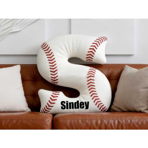 Personalized Letter Baseball Pillow,Custom Baseball Pillow,Throw Pillow,Sports Cushion,Baseball Pillow for Kids,Baseball Decor,Gift For Him