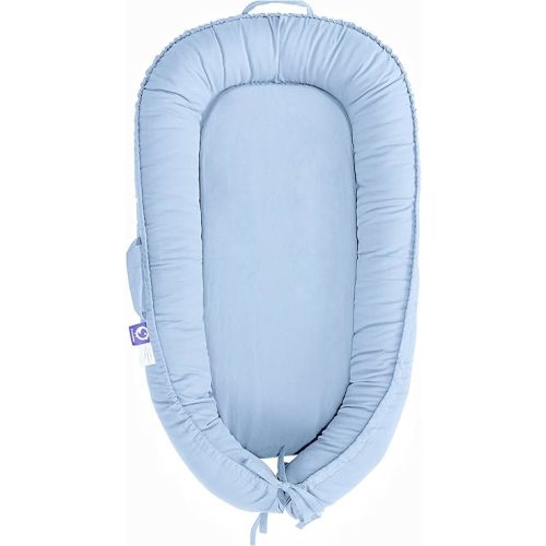 Infant Lounger, Baby Nest Cover for Baby Girls & Boys, Newborn Essentials for Baby 0-12 Months, 100% Cotton Breathable, Portable Travel Bed (Baby Blue)