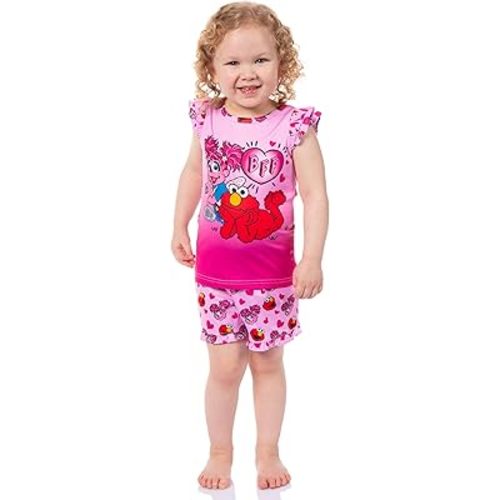 Sesame Street Girls' BFF Elmo Abby Cadabby Sleep Pajama Sleep Set Shorts