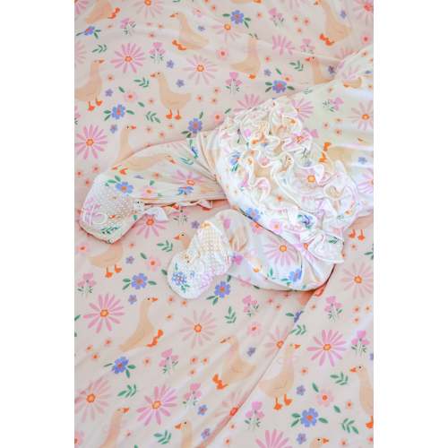 Ruffle Bamboo Zipper Footie | Loosey Goose