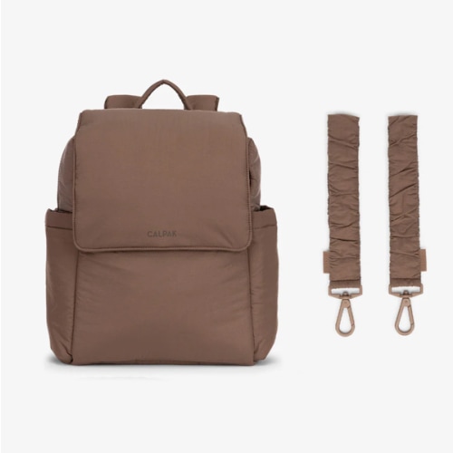 Convertible Mini Diaper Backpack with Stroller Straps in Hazelnut + Hazelnut