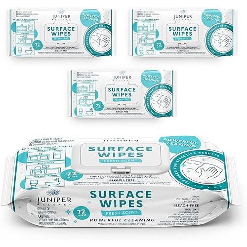 3 Pack Surface Cleaning Wipes Bleach Free, All-Purpose Cleaner for Bathroom, Kitchen, Office, 72 Count Soft Flow, Fresh Scent, Lint Free & Durable