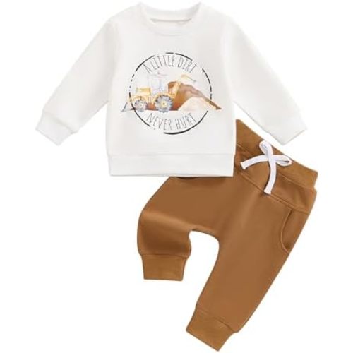 Baby Boy Fall Clothes Set Long Sleeve Crewneck Sweatshirts Pants Cute Infant Newborn Outfits 6 12 18 24 Months 2T