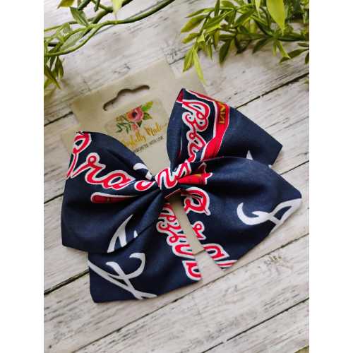 Atlanta Braves Hair Bow , Atlanta Braves Sailor Bow , Large Atlanta Braves Hair Bow , Atlanta Braves Headband